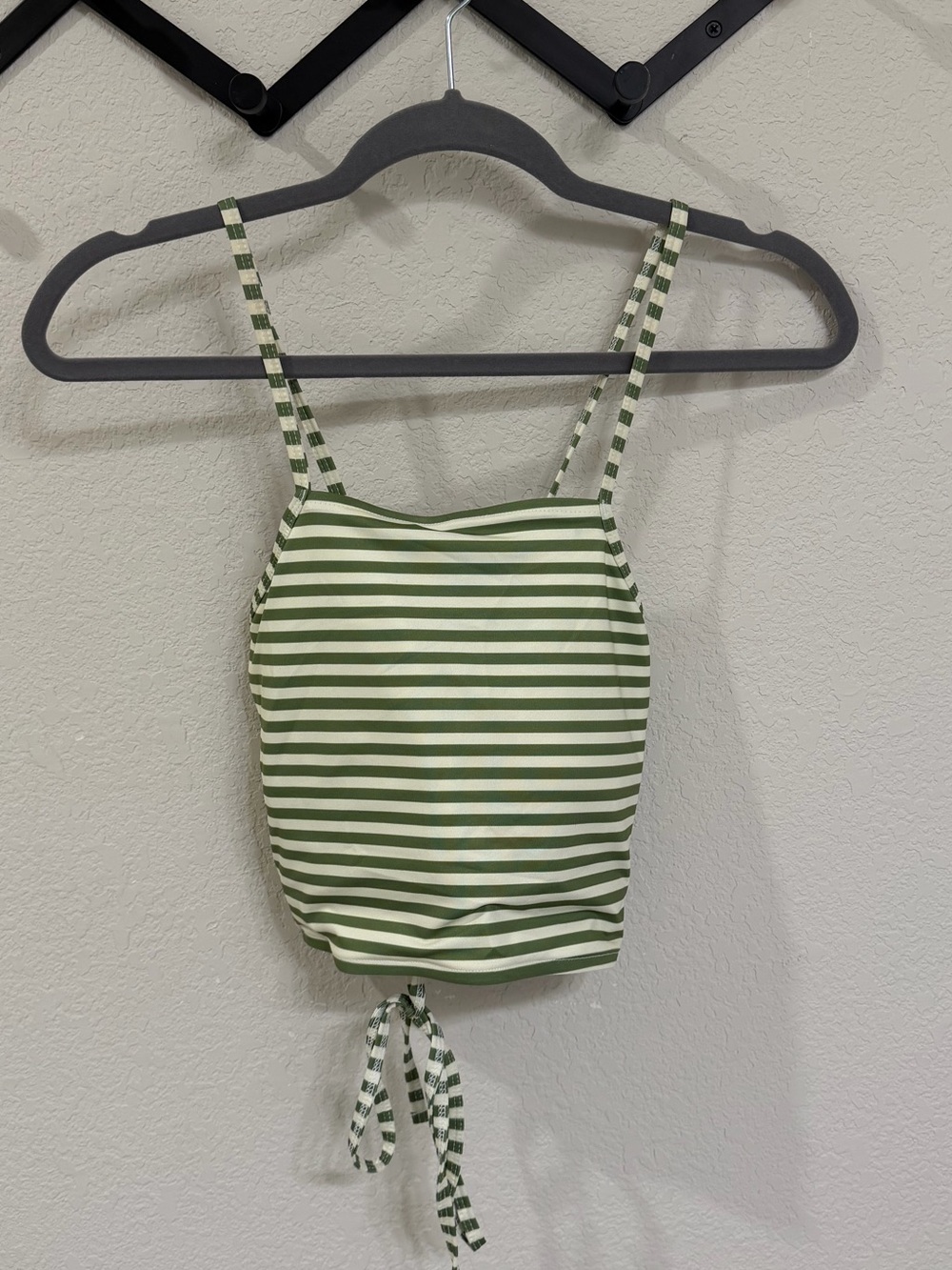 Albion Fit Sage Stripe Switchback Crop Swim Top - Picture 3 of 7